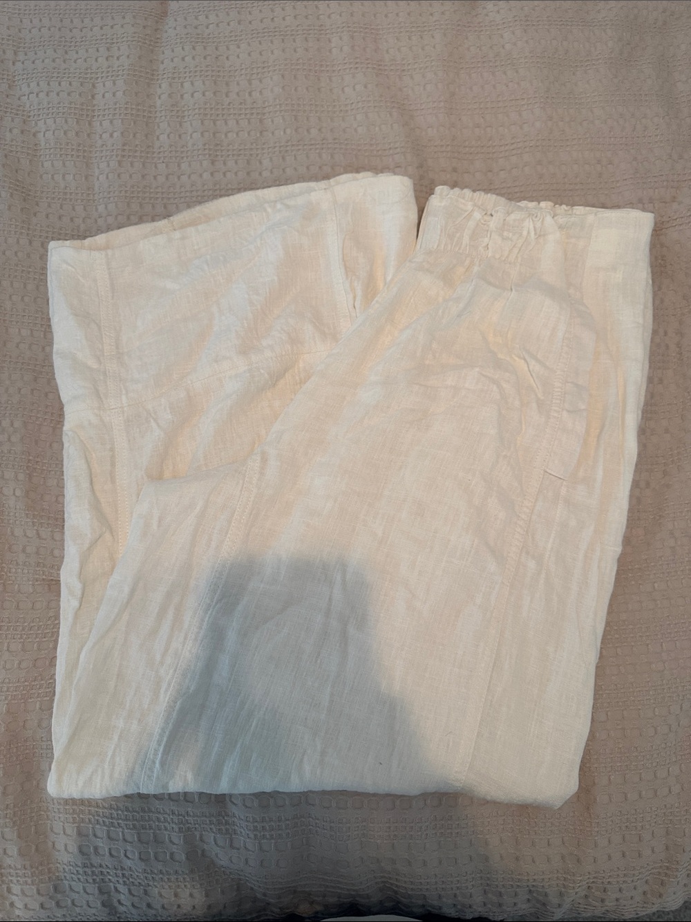 Free People Cream Wide-Leg Elastic Waist Pants - Picture 2 of 3
